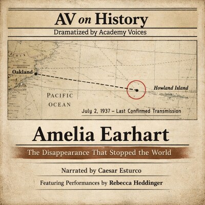 AV on History - Amelia Earhart – omslag til lydbogen af Academy  Voices