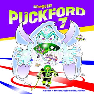 The Puckford 7 Ice Hockey Adventure – omslag till ljudboken av Michael Alan Fischer