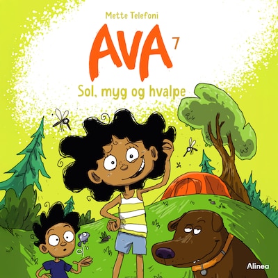 Ava 7, Sol, myg og hvalpe, Blå Læseklub – omslag til lydbogen af Mette Telefoni