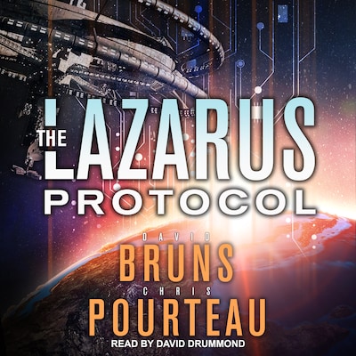 THE LAZARUS PROTOCOL – omslag til lydbogen af David Bruns, Chris Pourteau