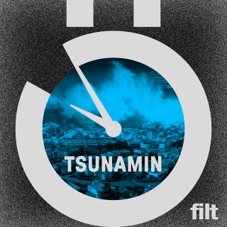 Tsunamin i svenskparadiset – omslag till ljudboken av Olivia Sandell