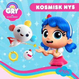 Gry og Regnbueriget: Kosmisk nys – omslag til lydbogen af Guru Studio