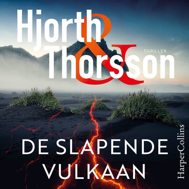 De slapende vulkaan – omslag van het luisterboek van Michael Hjorth, Bjarni Thorsson