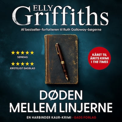 Døden mellem linjerne – omslag til lydbogen af Elly Griffiths