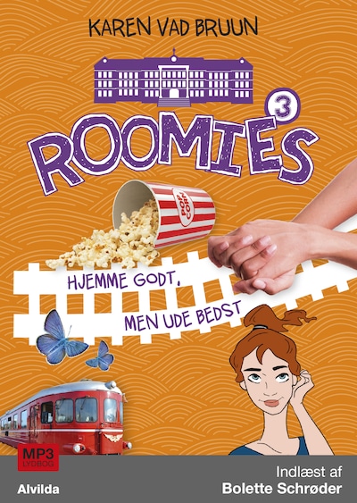 Roomies 3: Hjemme godt, men ude bedst – omslag til lydbogen af Karen Vad Bruun