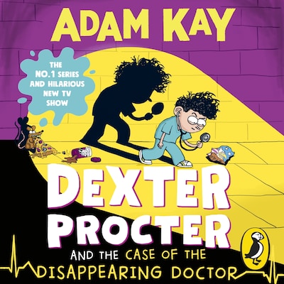 Dexter Procter and the Case of the Disappearing Doctor – omslag til lydbogen af Adam Kay