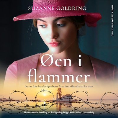 Øen i flammer – omslag til lydbogen af Suzanne Goldring