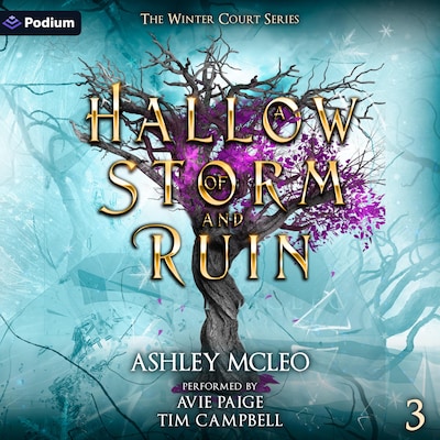 A Hallow of Storm and Ruin – omslag til lydbogen af Ashley McLeo