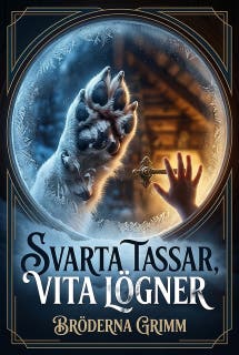 Svarta tassar, vita lögner – omslag till ljudboken av Brothers Grimm