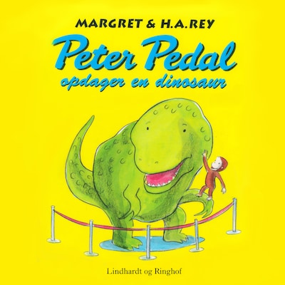 Peter Pedal opdager en dinosaur – omslag til lydbogen af H.A. Rey