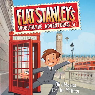 Flat Stanley's Worldwide Adventures #14: On a Mission for Her Majesty – omslag til lydbogen af Jeff Brown