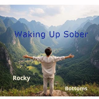 Waking Up Sober – omslag till ljudboken av Rocky Bottoms