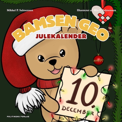 Bamsen Geos julekalender - Fodsporene i sneen – omslag til lydbogen af Mikkel Palm Salmonsen, Marie Munk Jensen