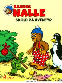 Rasmus Nalle – Sköld på äventyr – omslag till ljudboken av Carla Og Vilhelm Hansen