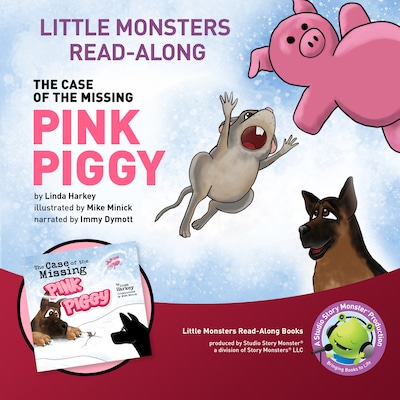The Case of the Missing Pink Piggy – omslag til lydbogen af Linda Harkey