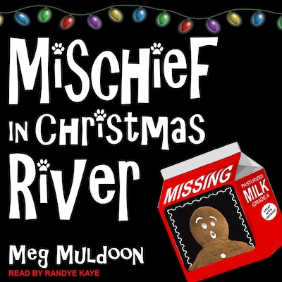 Mischief in Christmas River – omslag til lydbogen af Meg Muldoon