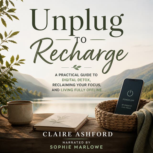 Unplug to Recharge: A Practical Guide to Digital Detox, Reclaiming Your Focus, and Living Fully Offline – omslag til lydbogen af Claire Ashford