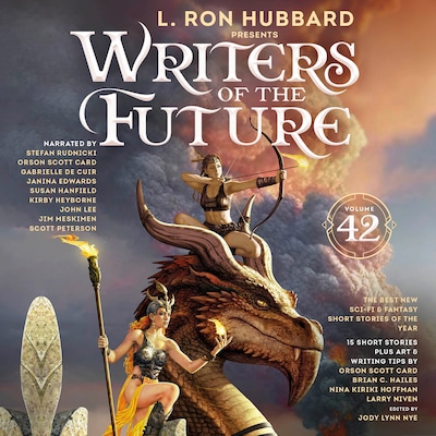 L. Ron Hubbard Presents Writers of the Future Volume 42 – omslag til lydbogen af L. Ron Hubbard, Orson Scott Card