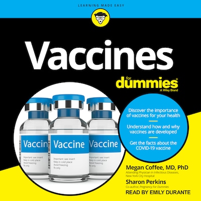 Vaccines For Dummies – omslag til lydbogen af Megan Coffee, MD, PhD, Sharon Perkins, RN