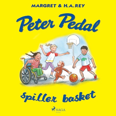 Peter Pedal spiller basket – omslag til lydbogen af H. A. Rey, Margret Rey