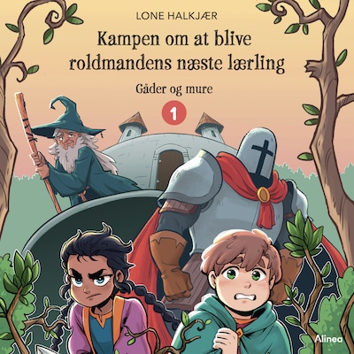 Kampen om at blive troldmandens næste lærling 1, Blå Læseklub – omslag til lydbogen af Lone Halkjær