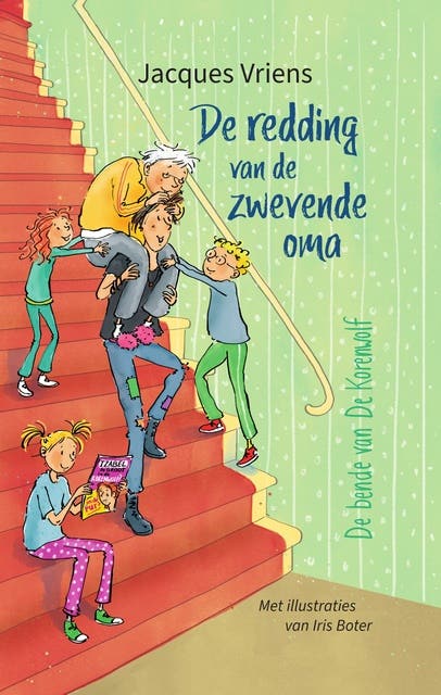 De redding van de zwevende oma – omslag van het luisterboek van Jacques Vriens
