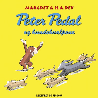 Peter Pedal og hundehvalpene – omslag til lydbogen af H.A. Rey
