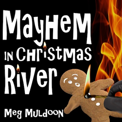 Mayhem in Christmas River – omslag til lydbogen af Meg Muldoon