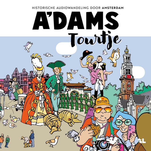 A'dams Tourtje: Historische audiowandeling door Amsterdam – omslag van het luisterboek van Roos Hamelink