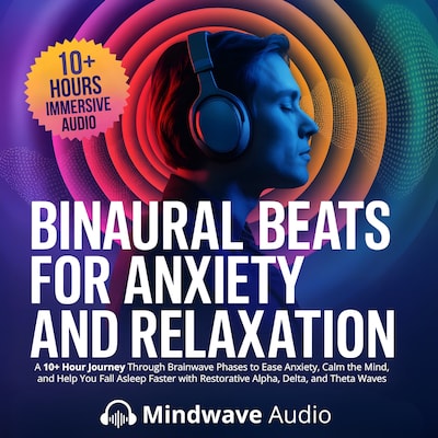 Binaural Beats for Anxiety and Relaxation – omslag til lydbogen af Mindwave Audio