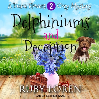 Delphiniums and Deception – omslag til lydbogen af Ruby Loren