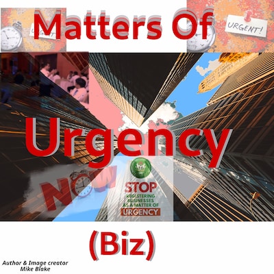 Matters Of Urgency (Biz) – omslag til lydbogen af Mike Blake