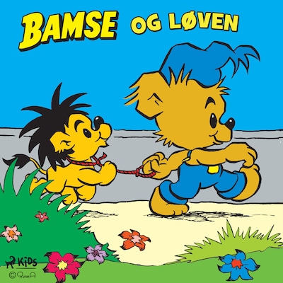 Bamse og løven – omslag til lydbogen af Rune Andréasson