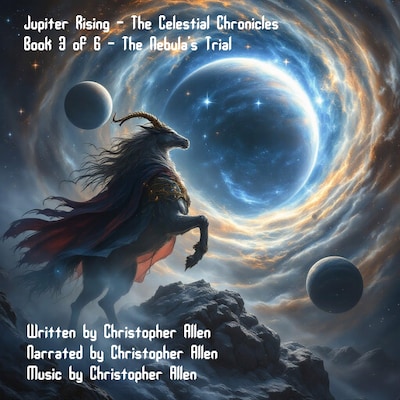 Jupiter Rising – omslag til lydbogen af AI Voice Christopher Allen