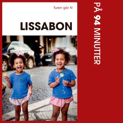 Turen går til Lissabon på 94 minutter – omslag til lydbogen af Frank Sebastian Hansen