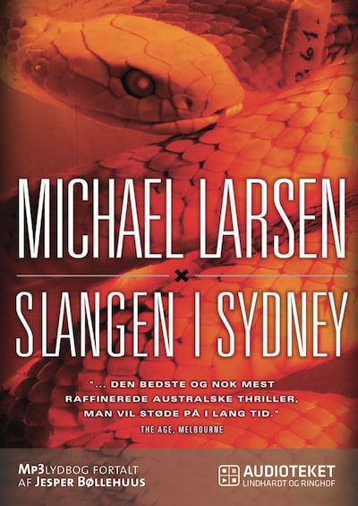 Slangen i Sydney – omslag til lydbogen af Michael Larsen