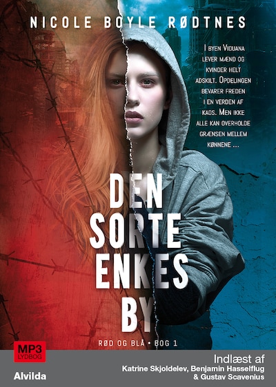Rød og blå 1: Den sorte enkes by – omslag til lydbogen af Nicole Boyle Rødtnes