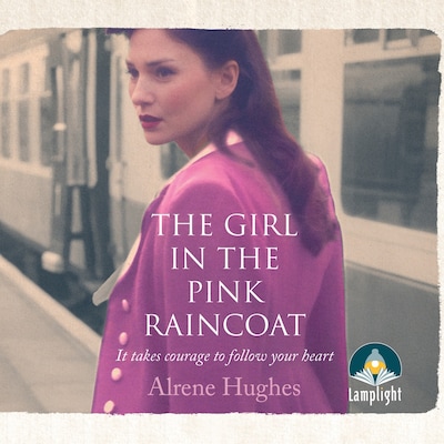 The Girl in the Pink Raincoat – omslag til lydbogen af Alrene Hughes