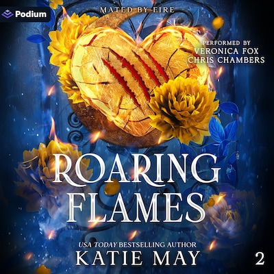 Roaring Flames – omslag til lydbogen af Katie May