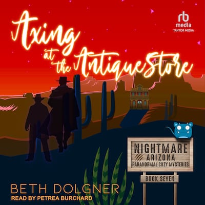 Axing at the Antique Store – omslag til lydbogen af Beth Dolgner