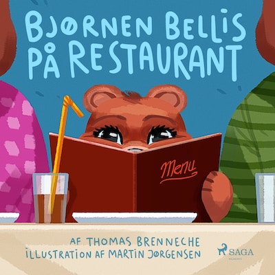 Bjørnen Bellis på restaurant – omslag til lydbogen af Thomas Banke Brenneche