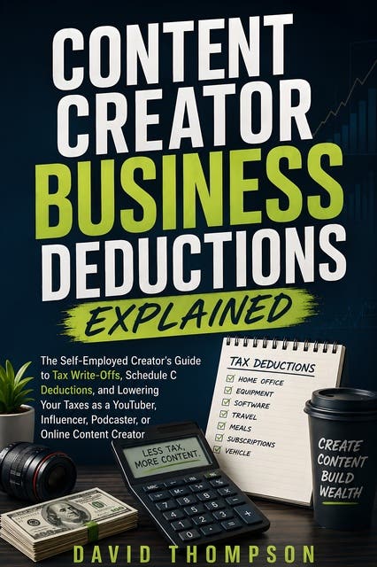 Content Creator Business Deductions Explained: The Self-Employed Creator’s Guide to Tax Write-Offs, Schedule C Deductions, and Lowering Your Taxes as a YouTuber, Influencer, Podcaster, or Online Content Creator – omslag til lydbogen af David Thompson