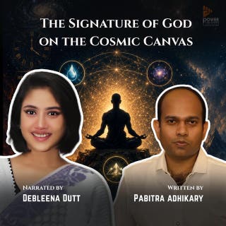 The Signature of God on the Cosmic Canvas – omslag till ljudboken av Pabitra Adhikary