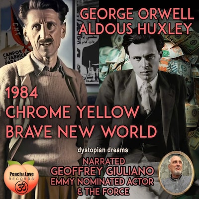 1984, Chrome Yellow, Brave New World – omslag til lydbogen af Aldous Huxley, George Orwell