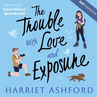The Trouble with Love and Exposure – omslag till ljudboken av Harriet Ashford