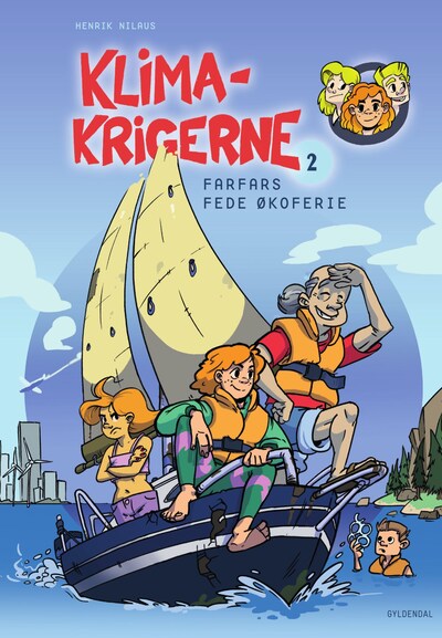 Klimakrigerne 2 - Farfars fede økoferie – omslag til lydbogen af Henrik Nilaus