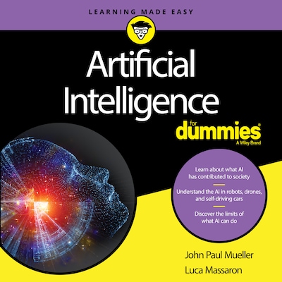 Artificial Intelligence For Dummies – omslag til lydbogen af John Paul Mueller, Luca Massaron
