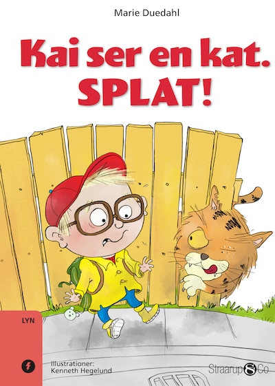 Kai ser en kat. SPLAT! – omslag til lydbogen af Marie Duedahl