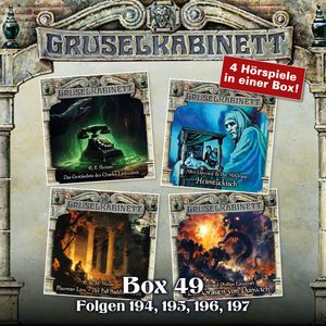 Gruselkabinett, Box 49: Folgen 194, 195, 196, 197 – okładka audiobooka, autor Allen Upward, E. & H. Heron, E. F. Benson, H. P. Lovecraft, Per McGraup