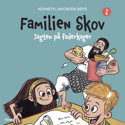 Familien Skov 2 - Jagten på faderkager – omslag til lydbogen af Kenneth Jakobsen Bøye